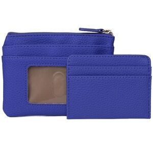 Buxton Women's Purple Leather Large ID Coin Case With Key Ring & ID Card Holder